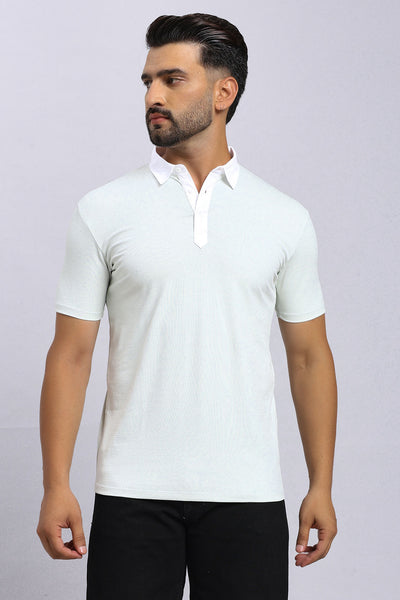 Contrast Luxe Polo - Opal Green